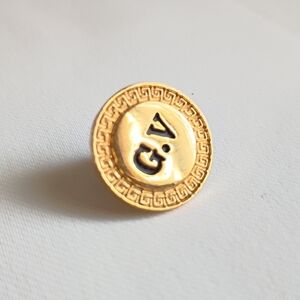Gianni Versace 90s Employee Service G.V Lapel Pin Brooch
